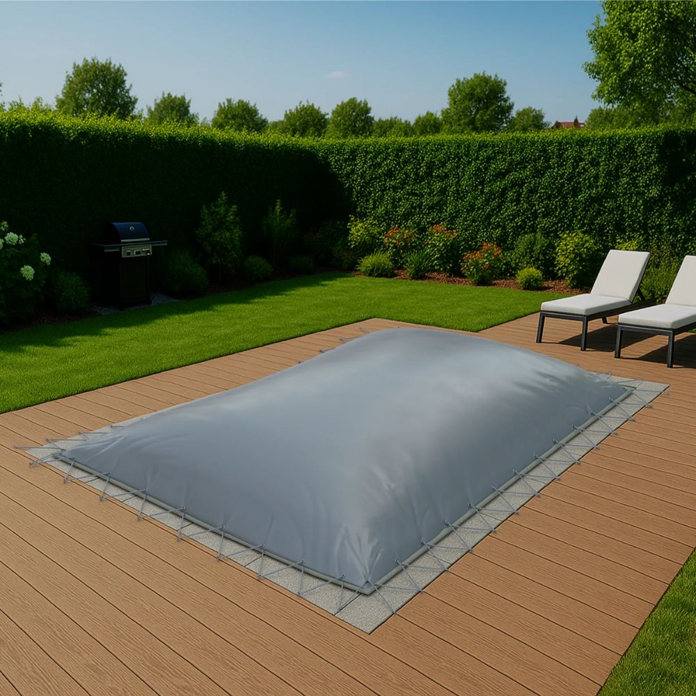 Aufblasbare Poolabdeckung für Rechteckpool in Grau – Produktansicht 2