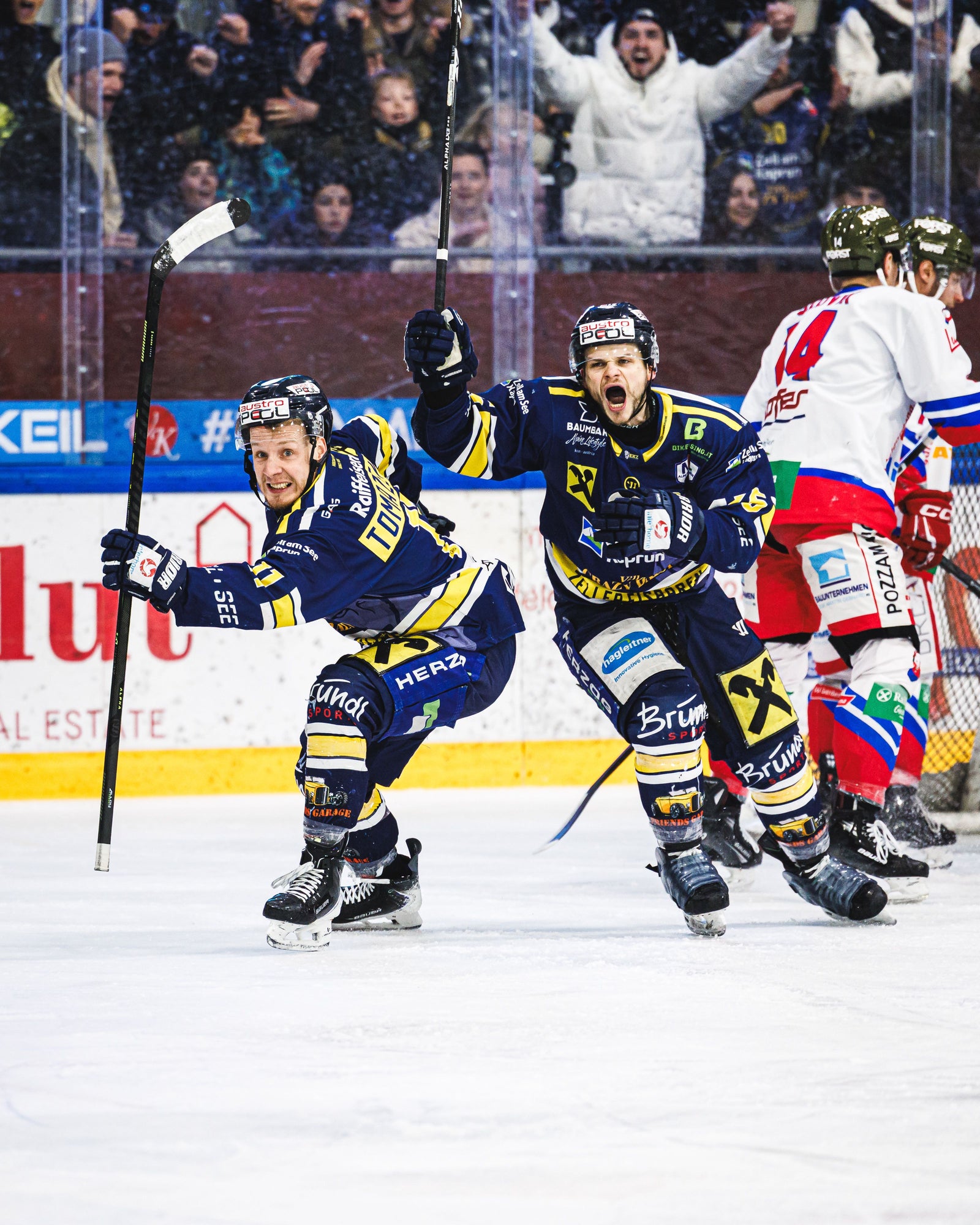Torjubel der Zeller Eisbären vor den Fans | Foto: Johannes Radlwimmer