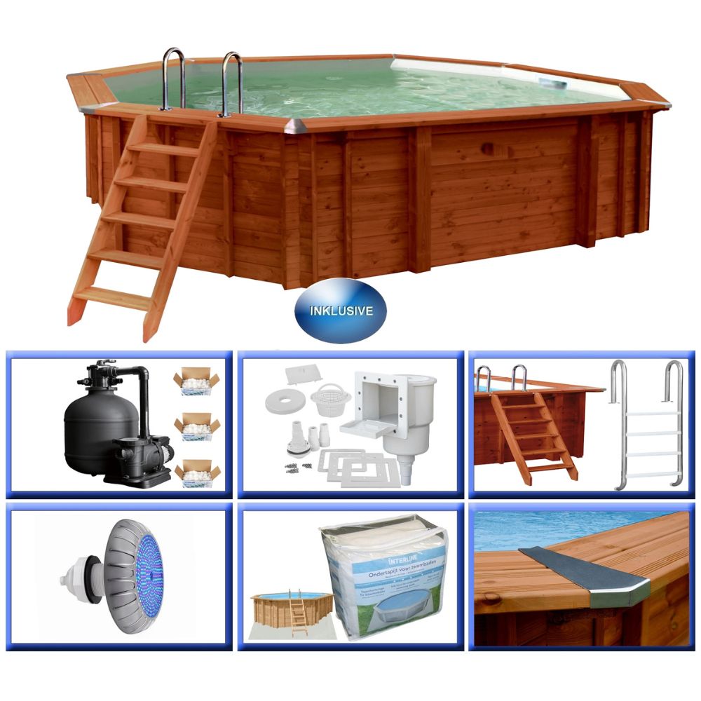 Holzpool Sumatra Pro-Line achteckig-rund - Basic Set 5,30 x 1,38m – Produktansicht 2