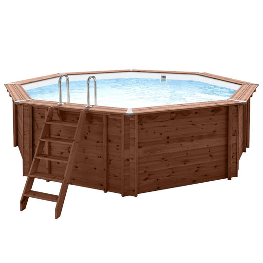 Holzpool Sumatra Pro-Line achteckig-rund - Deluxe Set 5,30 x 1,38m