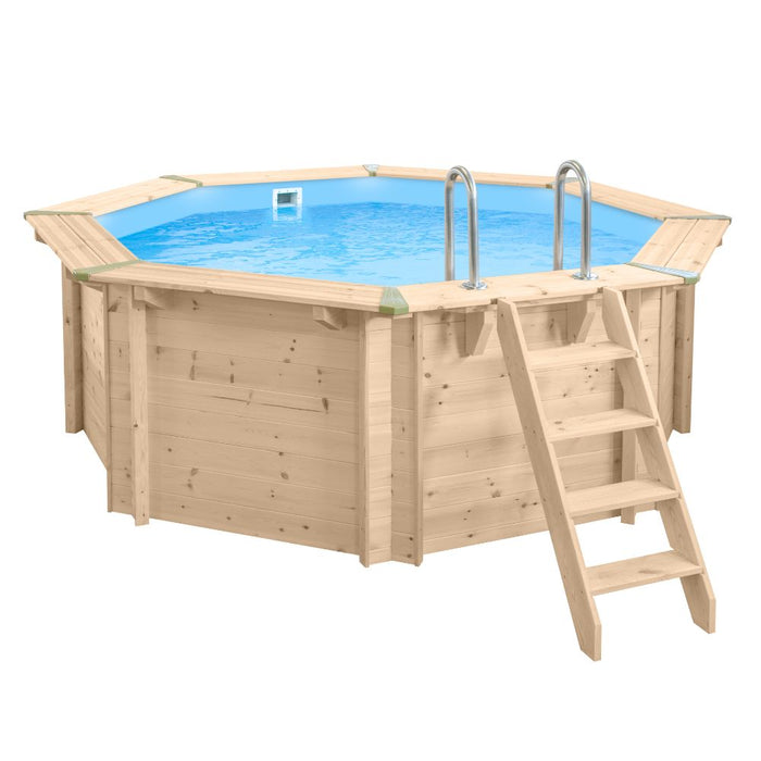 Holzpool Bali achteckig-rund - deluxe Set 5,30 x 1,36m