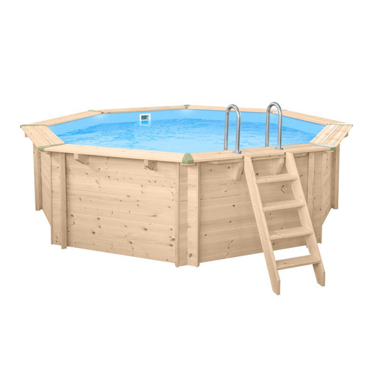 Holzpool Bali achteck-rund - Basic Set 6,55 x 1,36m