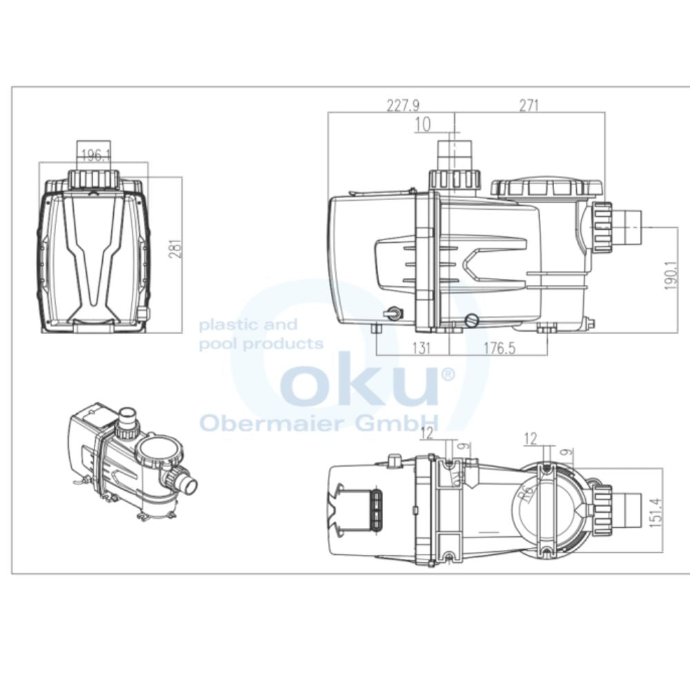 OKU Eco Whisper - drehzahlgeregelte Pool Filterpumpe 230 V – Produktansicht 3