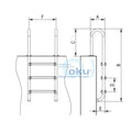 Poolleiter Basic enger Holm 3-stufig V2A Edelstahl – Produktansicht 2