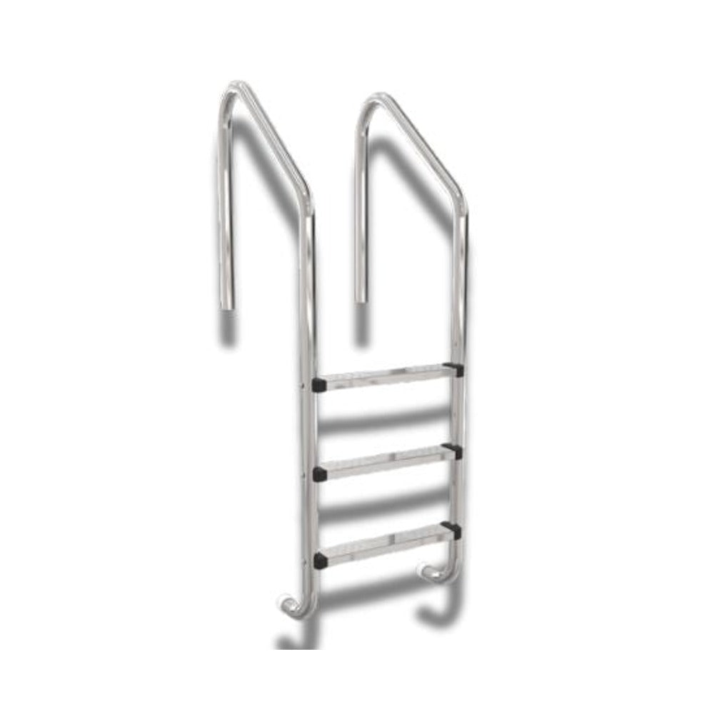 Edelstahlleiter 3-stufig V2A, weites Modell, im Set Comfort enthalten