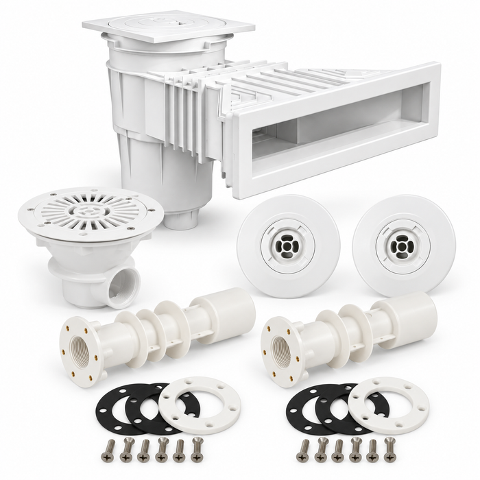 ASTRAL Einbauteile-Set Slim – 1 Skimmer, 2 Einlaufdüsen & 1 Bodenablauf
