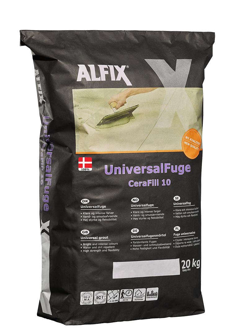 Alfix CeraFill 10 – Original-Herstellerfoto des Fugenmörtels für das optionale Ceramica-Montagepaket; Farbe, Gebinde und Menge gemäß Set
