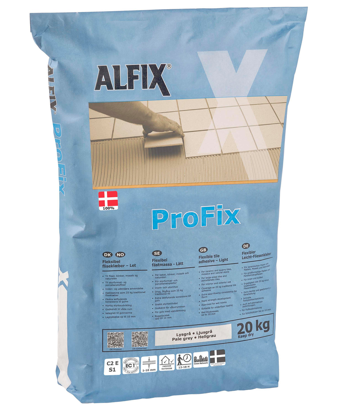 Alfix ProFix – Beispiel für abgestimmten Kleber im optionalen Montagepaket; Klebertyp und Menge gemäß Steinart und Set