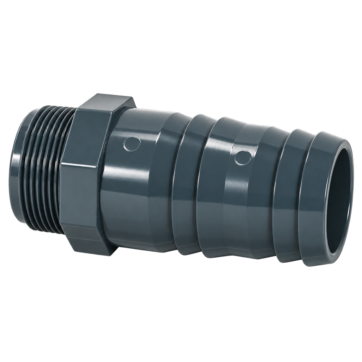 PVC-Schlauchtülle – 1½″ Außengewinde × 38 mm Schlauch – Produktdarstellung