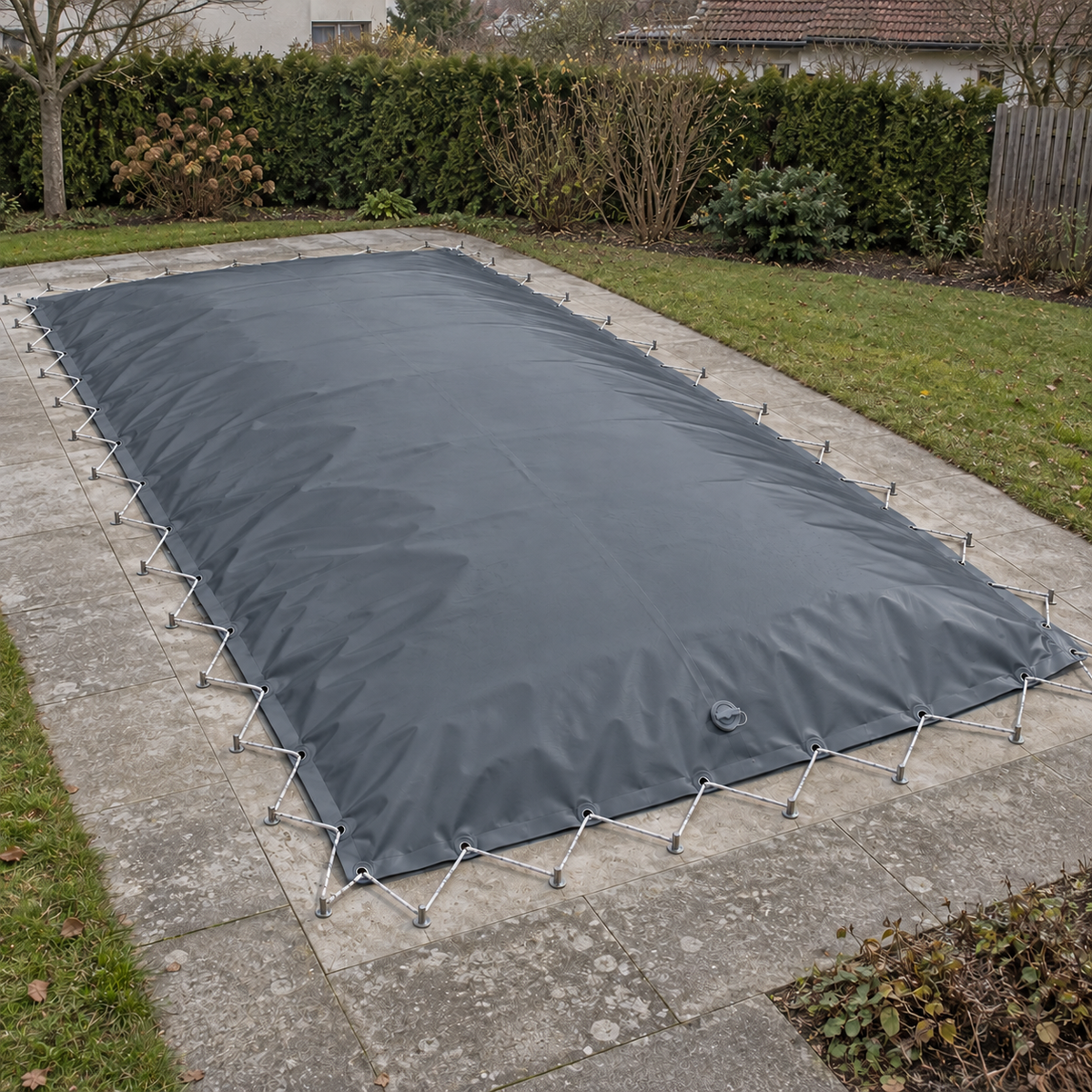 MTH SUNNY AIR Rechteckpool, Anthrazit – Anwendungsvisualisierung mit Gummiseilbefestigung