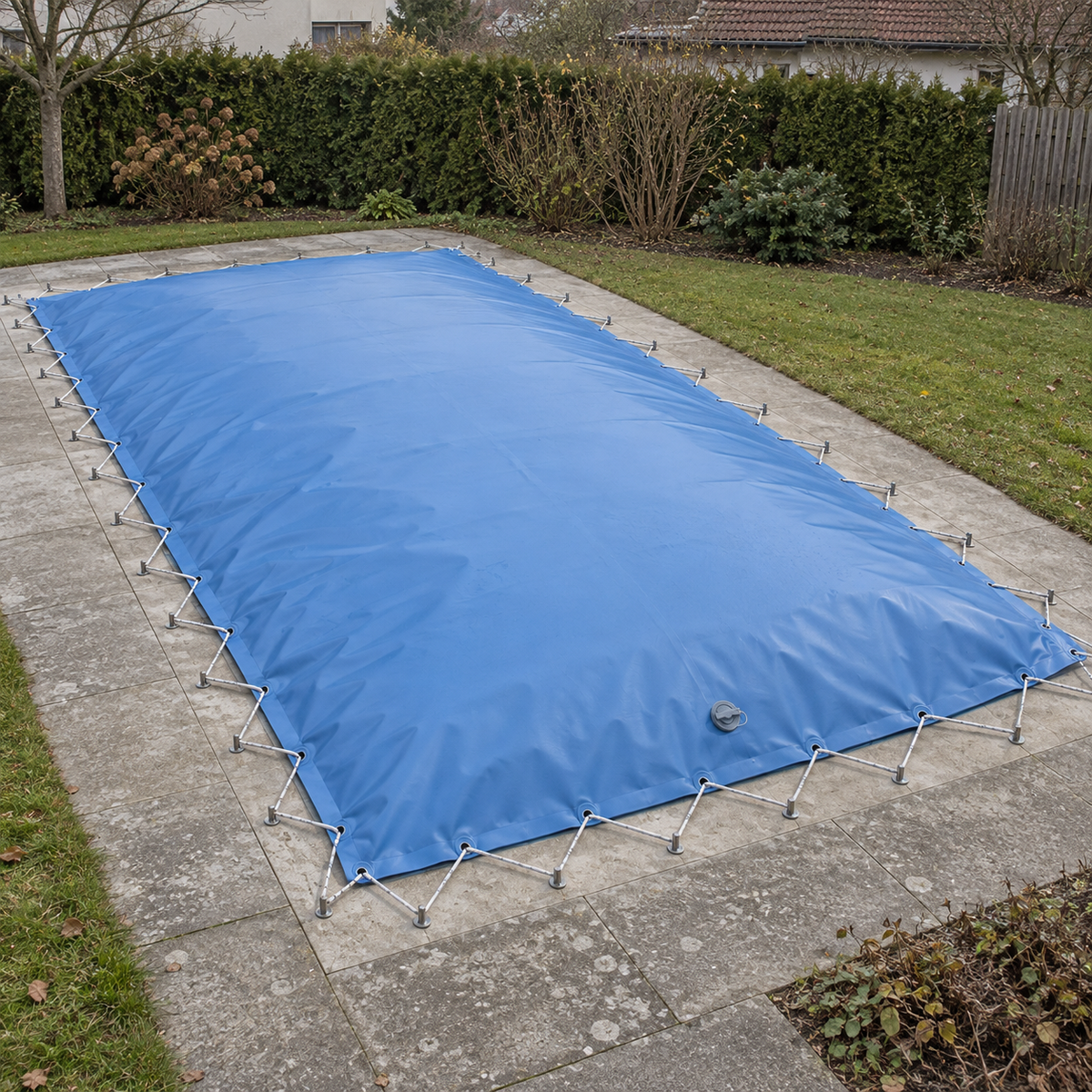 MTH SUNNY AIR Rechteckpool, Blau – Anwendungsvisualisierung mit Gummiseilbefestigung