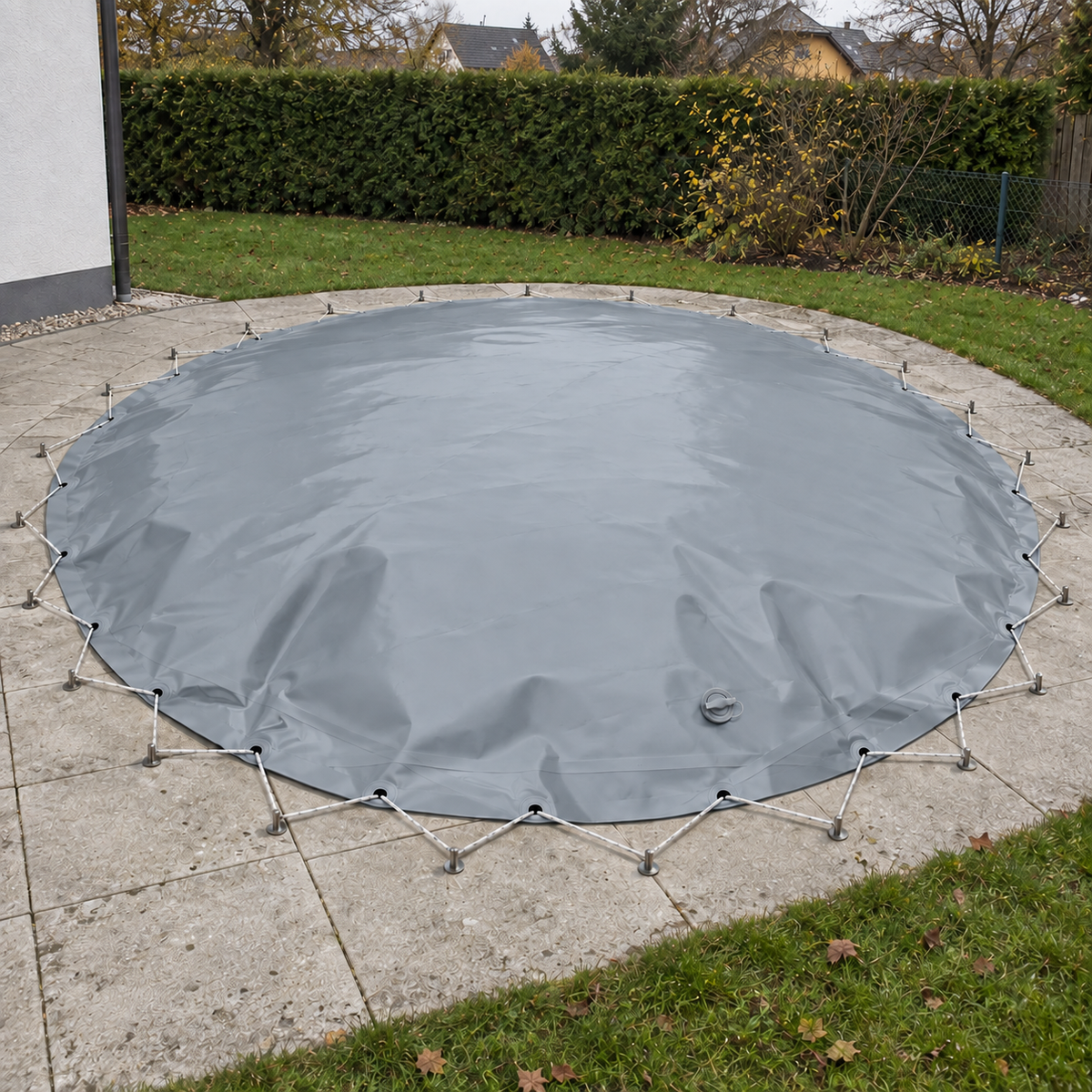 MTH SUNNY AIR Rundpool, Hellgrau – Anwendungsvisualisierung mit Gummiseilbefestigung