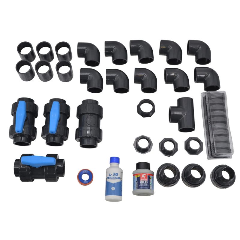 PVC Anschlussset für Pools mit 1 und 2 Einlaufdüsen Ø 50mm