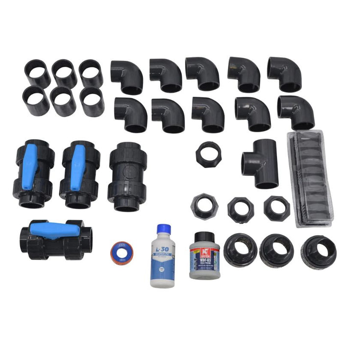 PVC Anschlussset für Pools mit 1 und 2 Einlaufdüsen Ø 50mm