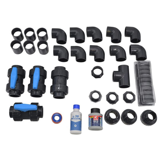 PVC Anschlussset für Pools mit 1 und 2 Einlaufdüsen Ø 50mm