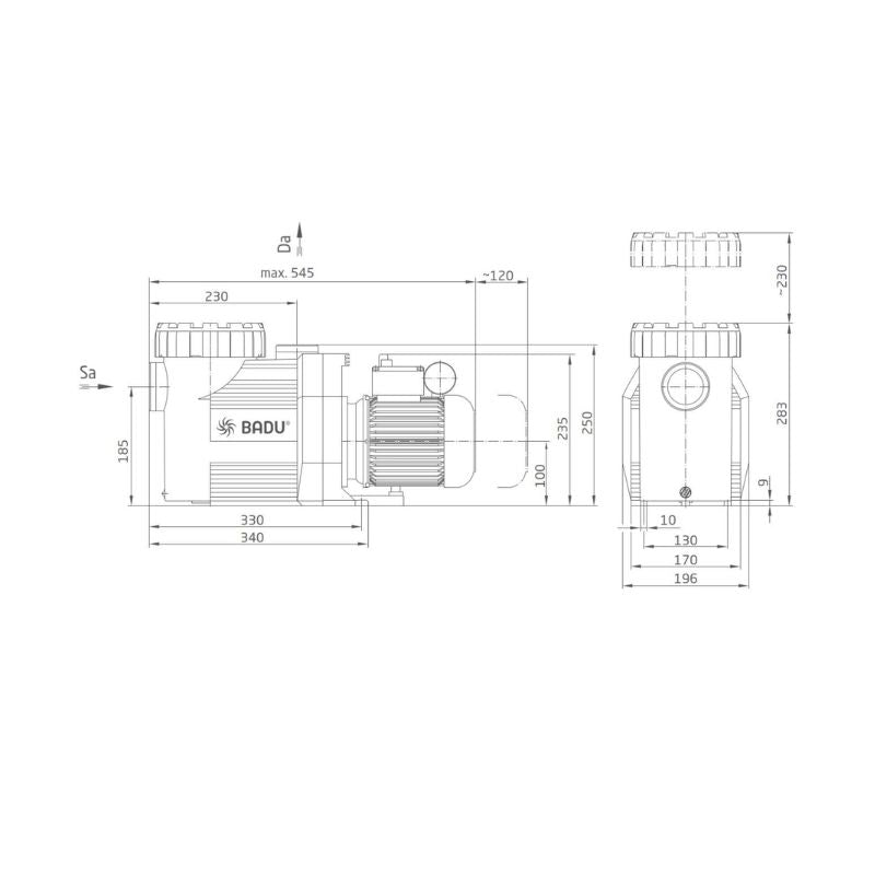 Speck BADU Prime 11 - Pool Filterpumpe 11m³/h - 0,45 kW / 400V – Produktansicht 2