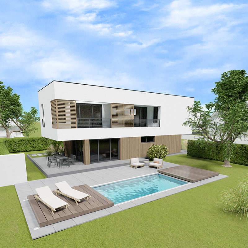 Waludeck Flat - begehbare Poolabdeckung 6,0 x 3,0m – geöffneter Zustand